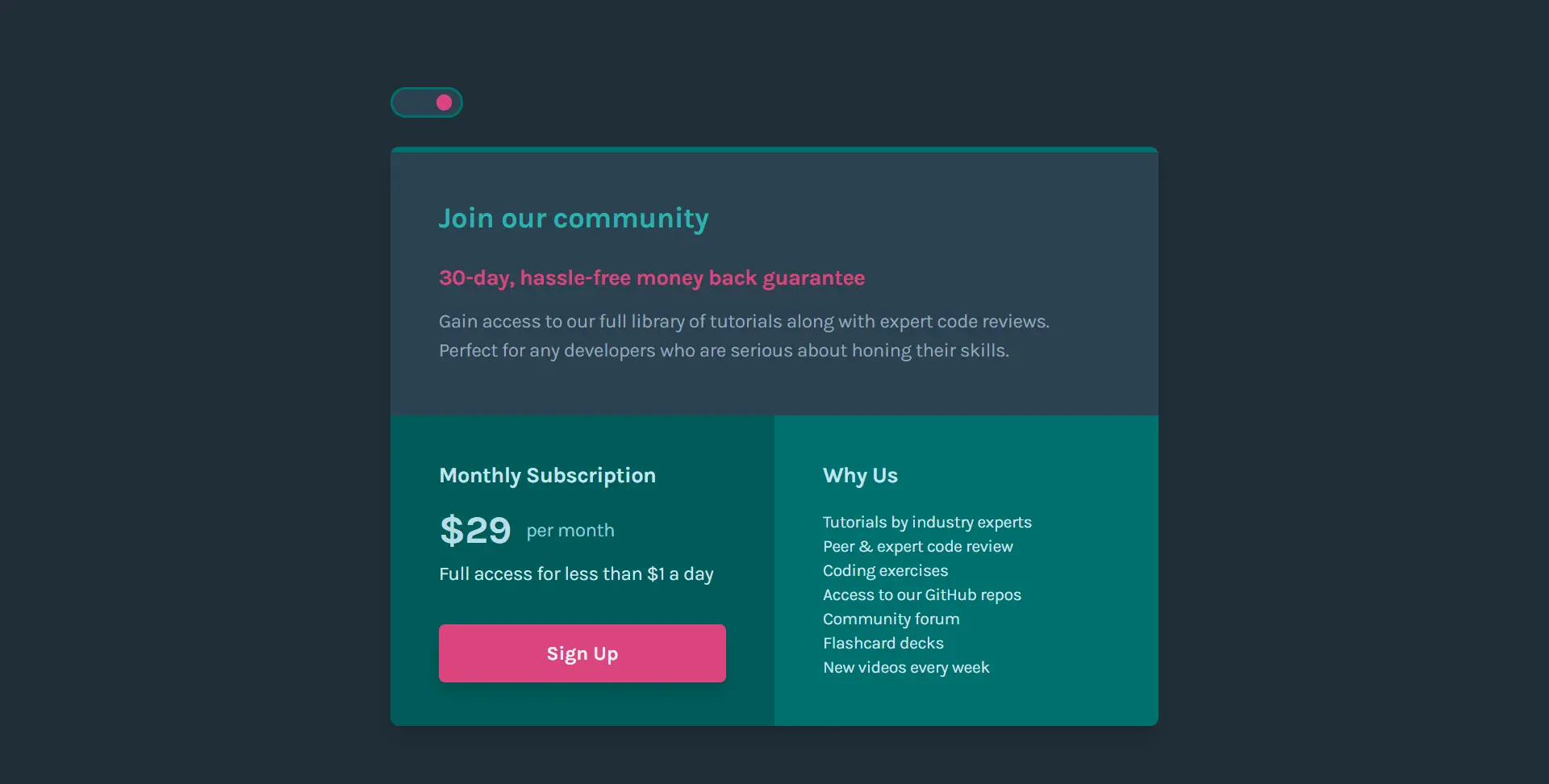 Single Price Grid Component